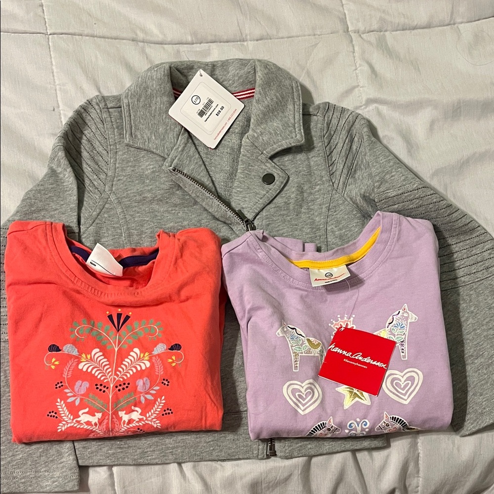 Stylish Kids Gray Jacket with Coral and Lavender Tops